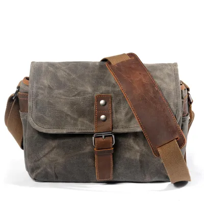 Produktbild von Herren Canvas Umhängetasche, Wasserdicht, Vintage, Diebstahlsicher, Robust, Großes Fach, Schultertasche Alltag Arbeit, Grün