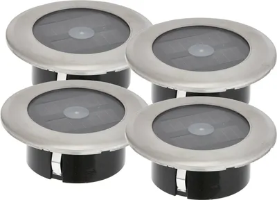 Produktbild von 4er-Set Solar LED-Bodenspot Ø 11cm je Spot bis 100kg belastbar Einbaustrahler