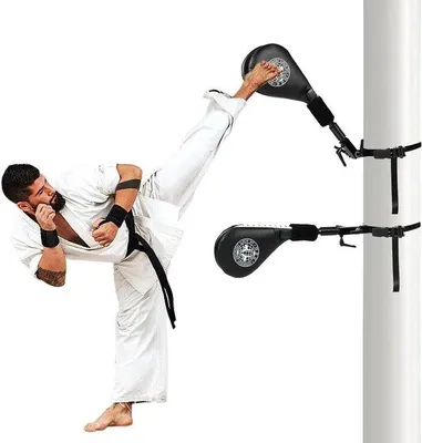 Obrázek produktu pro Chraňáky na kopání pro taekwondo – chraňáky pro samostatný trénink – dvě sady – chraňáky pro trénink bez použití rukou – černé – plastové