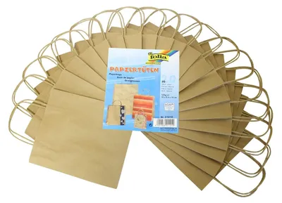 Image de Folia 21210 Sac cadeau - 12 x 5,5 x 15 cm, 20 pièces, naturel