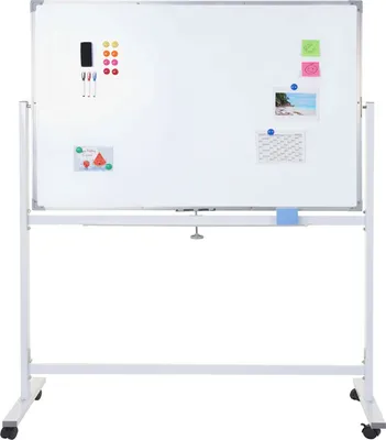 Zdjęcie produktu dla Tablica HWC-C85, tablica magnetyczna, tablica do notatek, tablica na kółkach, z akcesoriami ~ 150x100cm