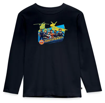 Produktbild von Spreadshirt Feuerwehrmann Sam™ Pontypandy Air Rescue Kinder Premium Langarmshirt, 110/116 (4 Jahre), Navy