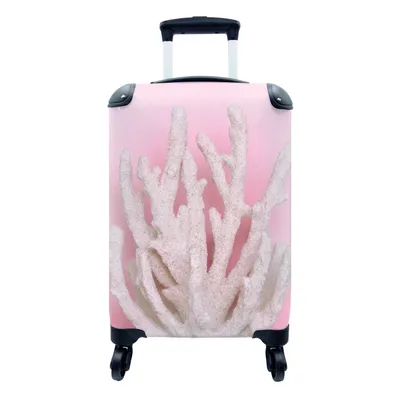 Produktbild von MuchoWow® Koffer Handgepäck Trolley Rollkoffer Kleine Reisekoffer mit 4 Rollen - Koralle - Rosa - Sommer - Cabin Size < 55x40x23 cm & 55x40x20 cm - Fotokoffer - Kabinenkoffer - Boardgepäck - Reise-Box - Reisekoffer - Reisegepäck - Koffer mit Bild - Trolley für Kinder