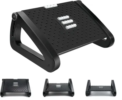 Produktbild von Fußstütze Schreibtisch, 6-Fach höhenverstellbar, Ergonomischer Fußhocker mit Massagerolle, Fußablage für Heimarbeit, Büro und Reisen