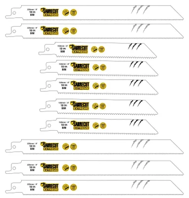 10 Recipro-Sägeblätter 150/225 mm, 10 TPI, Bi-Metall