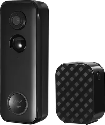 Produktbild von Türklingel mit 110°-Weitwinkelkamera 3MP Funkklingel Schwarz
