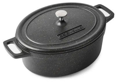 Produktbild von Bräter Oval mit Deckel 31 cm 6,3 L Aluguss PFAS-frei Induktion Schwarz