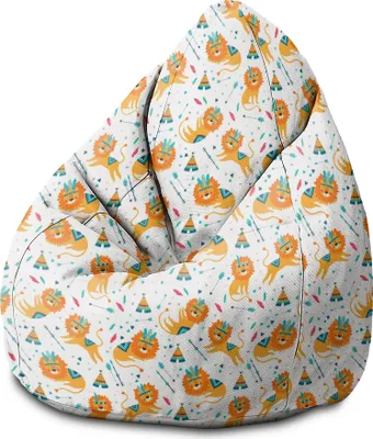 Produktbild von Dreamroots Bean Bag Sitzsack Kinder mit füllung, Bodenkissen Kinder Sitzsack, Sitzsack Kinderzimmer 70x70x105 cm,Sitzkissen Boden Kinder, Sleepy Lions