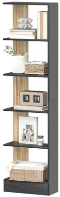 Produktbild von Bš¹cherregal mit 5 offenen F?chern, 45 x 21 x 170 cm, Schwarz und Eiche