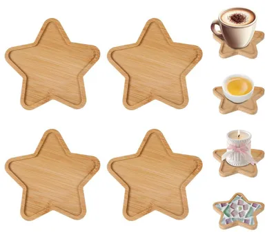 Immagine prodotto di Sottobicchieri in bambù a forma di stella a cinque punte, base fai-da-te per mosaici, sottobicchieri, decorazioni per la tavola