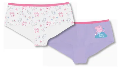 Produktbild von Peppa Wutz Panty für Mädchen Kinder Slip Unterhose Unterwäsche Weiß/Lila (2er Pack) 86-92