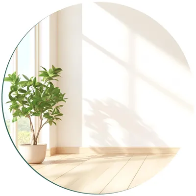 Runde Wandspiegel, selbstklebend, HD Glas, 25,5 cm, framelos