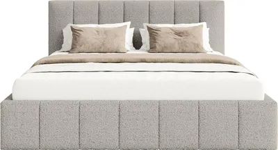 Produktbild von FEDVE Polsterbett TORAO aus Bouclé-Stoff 200x200 cm, Hellgrau