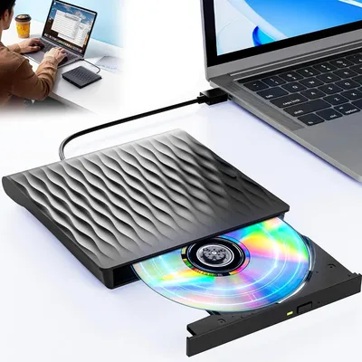 Produktbild von Externe CD/DVD Laufwerk,Player und Brenner DVD +/-RW - Plug & Play - USB 3.0 & Type-C DVD-Player,für Laptop PC, Windows 11/10/8/7/XP, MacOS
