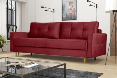 Image de Canapé moderne Floro - 3 places avec fonction sommeil Rouge