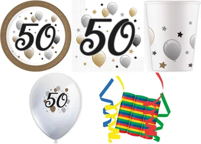 Produktbild von 96-tlg. Set Geburtstag Party Feier Fete Deko Motto Happy Birthday 50 Meilenstein