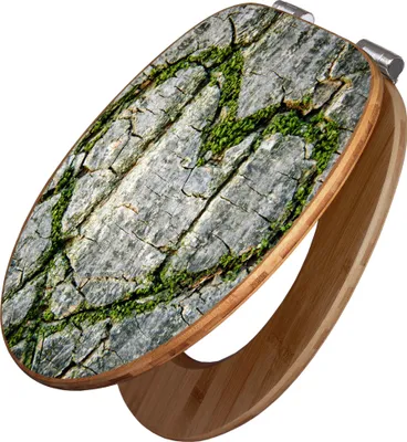 Produktbild von banjado Design WC Sitz Bambus Absenkautomatik -Herz Aus Moos  - Toilettendeckel mit Absenkautomatik Holz/hochwertiger Bambus Klodeckel/WC-Sitz für alle gängigen Toiletten [TDB2 12772]