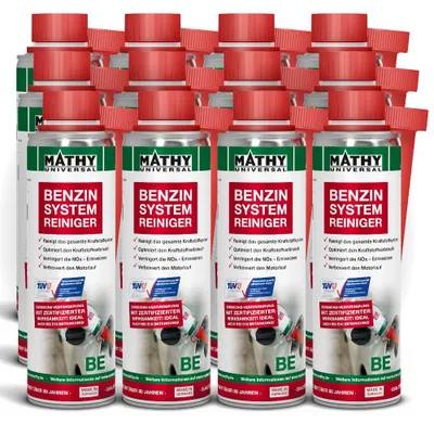 Produktbild von MATHY-BE Benzin-Systemreiniger 12 x 250 ml - Benzin Additiv für Ventile, Brennraum & Kraftstoffsystem