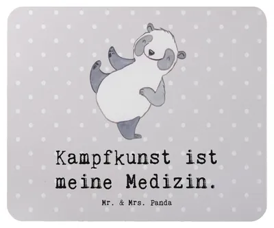 Produktbild von Mr. & Mrs. Panda Mouse Pad Panda Kampfkunst - Grau Pastell - Geschenk, Kampfsportarten, Selbstverteidigung, mousematte, pc mousepad, computer, Mauspad