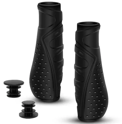 Image de Poignées ergonomiques pour vélo, antidérapantes, diamètre 22,2 mm, couleur noire, longueur 130 mm + 130 mm