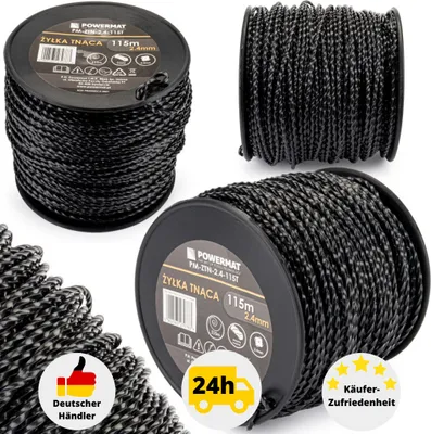 Obrázok produktu pre POWERMAT Krovinorezná struna 2,4 mm 115 m skrútená PM-ZTN-2.4-115T