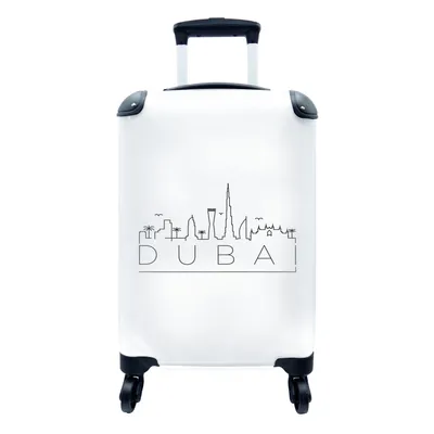 Produktbild von MuchoWow® Koffer Handgepäck Trolley Rollkoffer Kleine Reisekoffer mit 4 Rollen - Skyline "Dubai" weiß - Cabin Size < 55x40x23 cm & 55x40x20 cm - Fotokoffer - Kabinenkoffer - Boardgepäck - Reise-Box - Reisekoffer - Reisegepäck - Koffer mit Bild - Trolley für Kinder