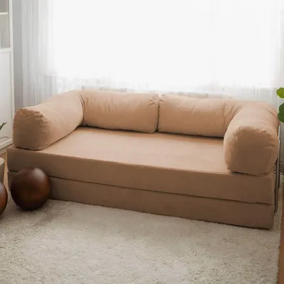 Produktbild von Hanah Home, Nook - Brown - v2, 3-Sitzer-Schlafsofa, Braun, 100% SAMT, 200 x 100 x 70 cm