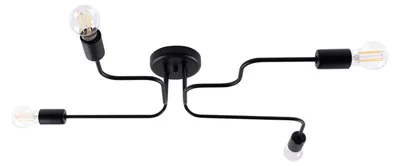 Produktbild von Deckenleuchte Metall E27 Schwarz 4-flammig Industrial Design Deckenlampe