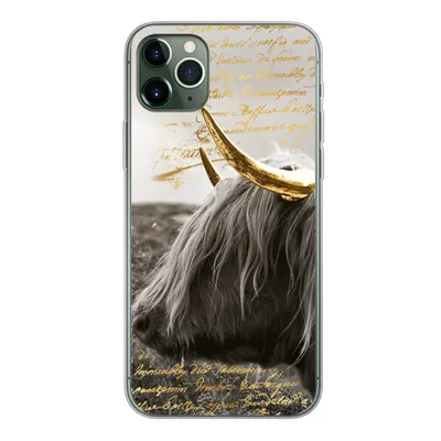 Produktbild von MuchoWow® Handyhülle Schutzhülle Hülle für iPhone 11 Pro Max Schottischer Highlander - Gold - Hoorn Silikon Softcase Handy Hülle - Schutz