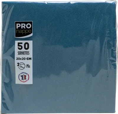 Image de Pronappe 16x 50 serviettes cocktail ouate 2 plis 20x20 cm Bleu SV622004I