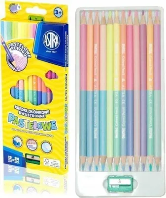 Produktbild von Astra Künstler-Buntstifte, Doppelseitig, 24 Farben - Hochwertige Mal- und Skizzierstifte für Kreativprojekte
