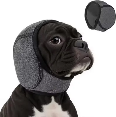 Produktbild von Gehörschutz für Hunde – Gehörschutz für Tiere – Groß – Grau – Lärmreduzierung für Haustiere – Weniger Lärm beim Feuerwerk – Polyester – CHPN
