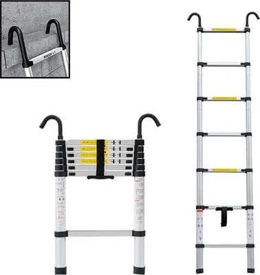 Obrázok produktu pre Teleskopický rebrík s hákom - 2 m, hliník
