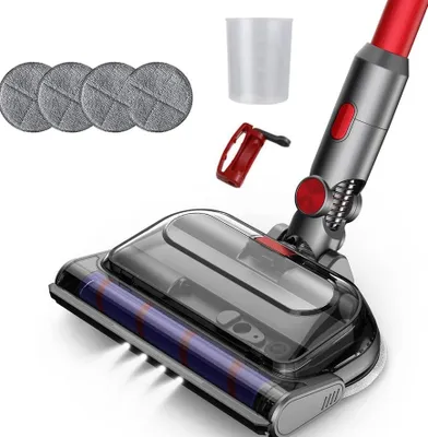 Produktbild von Wischaufsatz, Bürste für Dyson V15 V11 V10 V8 V7 Staubsauger, 4 LED-Leuchten mit Abnehmbarem Wassertank, 4 Wischpads, 1 Knopf und 1 Messbecher