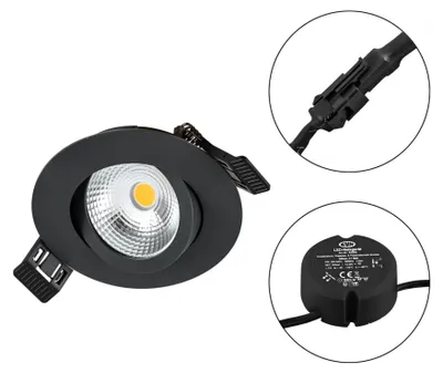 Produktbild von EVN LED Einbauleuchte 230V 830 dimmbar schwarz S060902