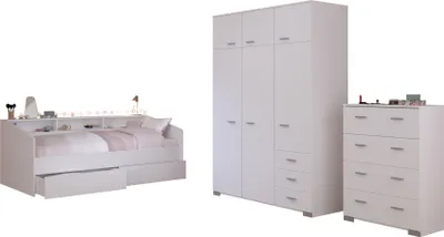 Produktbild von Parisot Sleep 41 Jugendzimmer Kinderzimmer Bett, Kommode, Schrank, in weiß/ Eiche 90x200