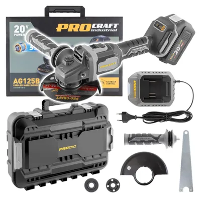 Produktbild von Procraft Industrial AG125B-1B-C Akku Winkelschleifer 20 V 125 mm Brushless + 1x Akku 4,0 Ah + Ladegerät + Koffer