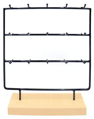 Ohrringständer mit 15 Haken, 3 Ebenen, Metall, schwarz