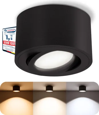 Produktbild von SSC-LUXon CELI-1BM LED Aufbauspot schwarz rund - dimmbar & schwenkbar - 3CCT Lichtfarben - Aufbau Deckenleuchte 230V 6W