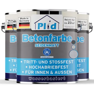 Produktbild von Plid Betonfarbe 2,25L Silbergrau – für ca. 23m² / Bodenbeschichtung Bodenfarbe Sockel – Innen- & Außenbereich, wetterfest & abriebfest