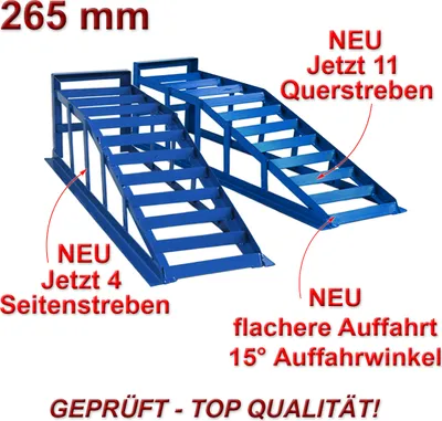 Produktbild von Auffahrrampe Rampe PKW 2 x blau 265er Räder extra breit 2000 kg / Paar *Spezial*