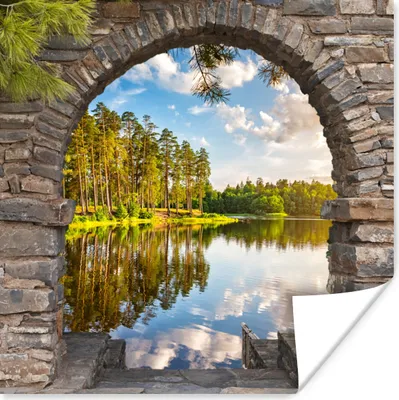 Produktbild von MuchoWow® Poster Landschaft - Ausblick - Wasser 50x50 cm - Wohnzimmerdekoration