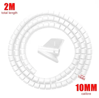 Immagine prodotto di Protezione cavi - Tubo a spirale per cavi - Organizzatore flessibile per cavi in PVC - 10 mm x 2 metri - Bianco