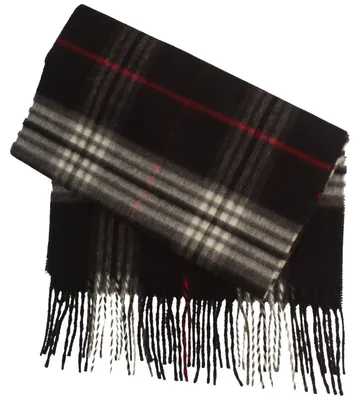 Feiner Cashmink Tartan-Karo Schal mit Fransen von Hut-Breiter in schwarz