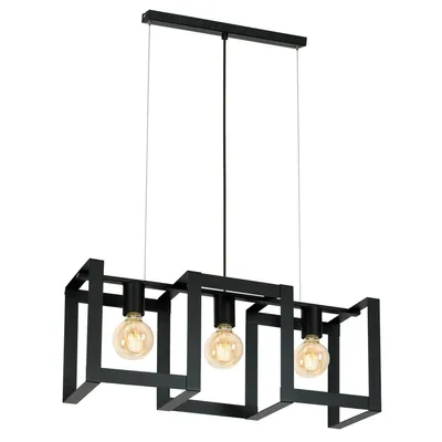 Zdjęcie produktu dla Lampa wisząca Kartel czarny matowy 3xE27x15W metal wym:120x66x18cm IP20 Luminex