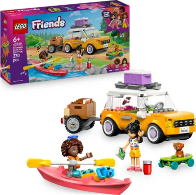 Produktbild von LEGO Friends Abenteuertrip mit Freunden - Kinder Spielzeug mit Auto, Anhänger, Skateboard Zubehör, 2 Figuren und Welpen - Kreatives Spielset - Geschenk für Mädchen und Jungen ab 7 Jahren - 42659