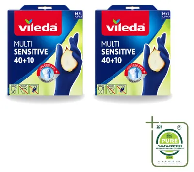 Produktbild von 2 x Vileda Multi Sensitive Nitrilhandschuhe - Größe M/L - Großpackung - 2 Stücke