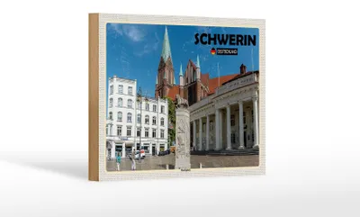 Produktbild von Holzschild Städte Schwerin Marktplatz Architektur 18x12 cm