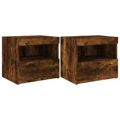 Immagine prodotto di Comodini con Luci LED 2pz Rovere Fumo 50x40x45 cm