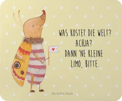 Produktbild von Mr. & Mrs. Panda Mouse Pad Nachtfalter Fähnchen - Gelb Pastell - Geschenk, Süß, Spruch Lustig, Witzig, pc mausunterlage, mousepad, Mauspad, Lustige Sprüche, Käfer